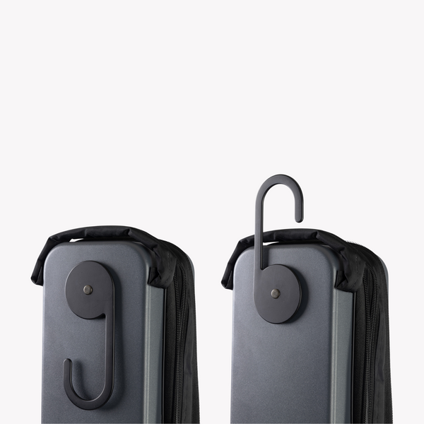 Convenient hook for easy vertical storage in a closet, keeping your case accessible and organized.